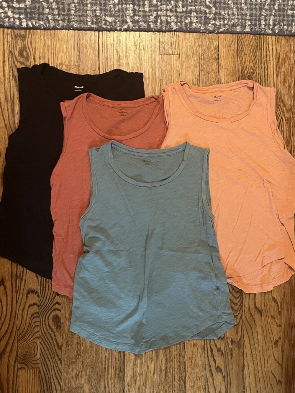 LOT OF 4 Madewell Whisper Cotton Muscle Tank Top Crewneck Sleeveless Tee Small